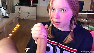 Student girl gently sucks and loves cum