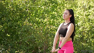 PAWG Yoga Teen Fucks Peeping Guy