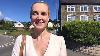 Blonde amateur MILF sucks and jerks for facial