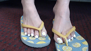 Lemon flipflops and toenails