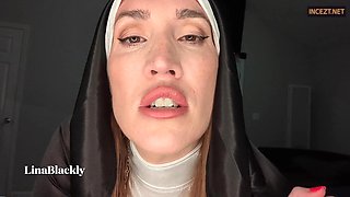 Mother Superior Nun - cosplay busty mom in solo masturbation - fake tits