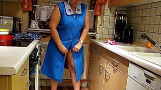 Mature German Lady Trying On Aprons
