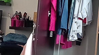 Amateur Woman Has Fun Trying on Clothes and Cutting Them