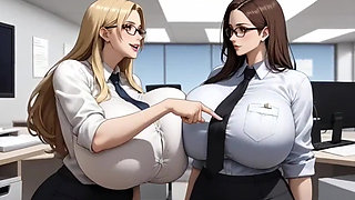 Funny Huge Boobs Office, Ai Animation
