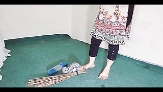 Big Ass Amateur Indian Muslim Maid Showing Big Ass Through Black Transparent Pajama While Cleaning Room in Clear Hindi Audio