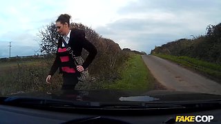 Trampy us milf in black fishnets pounded by a uk policeman - faux cop