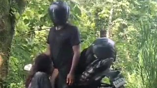 Bikers veer off the road for a quickie