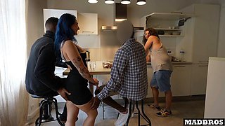 MadBros Cheating French Girl Fucked Doggy at Home While Boyfriend Cooks