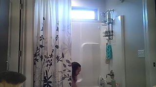 Busty Woman Gets Spied On In Her Bathroom Going For A Shower