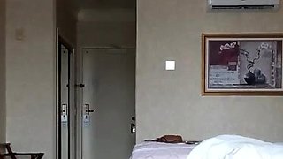 Busty curly brunette with big boobs fucks on couch