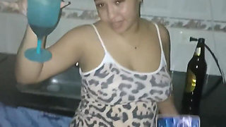 18 year old brunette big saggy tits from New York United States fucking her steps big dick