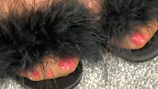 Mrs Mature Amateur Homemade Foot Fetish with Big Natural Tits in Stockings and High Heels