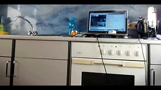 Seductive Lingerie Tease in the Kitchen