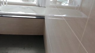 The beautiful blonde roommate is happy to spend some time with a guy