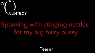Nettle Spanking for Hairy Pussy in the Forest - Teaser