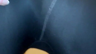 Taking off See-through Leggings and Masturbation From Behind