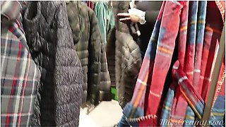 My Wife In Shopping Mall Without Panties Sucks Cock Of Her Student In Dressing Room - Misscreamy