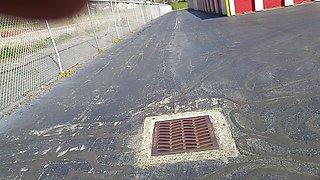 candiecane peeing outside at my storage unit