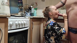 Russian Housewife Got Up Doggy Style For A Bright Fuck In The Kitchen