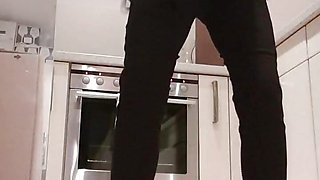 Julie squirts into buckets in the break room and drinks