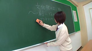 Horny Japanese college girl loves hardcore sex in the classroom by School in Japan