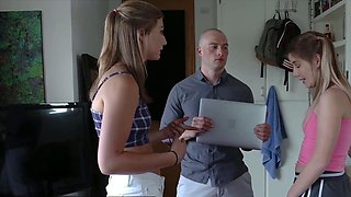 Two blonde stepsisters offering pussy