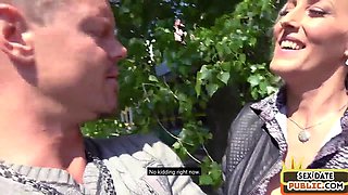 German sex date MILF public fucked outdoor in POV sex