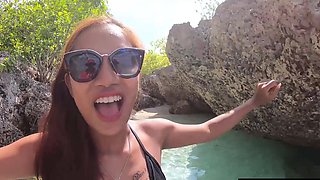 Thai amateur girlfriend sex on a deserted island in the middle of the ocean