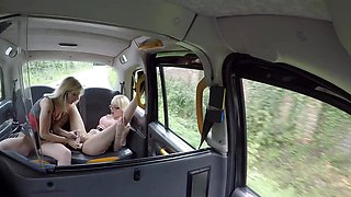 Blonde hoes April Paisly and Sarah Slave fucking in the taxi
