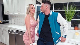 Andi's massive melons smother Billy in the kitchen