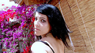Jordanne Kali: Horny Young Brunette Jordanne Kali Getting Naked on the Terrace