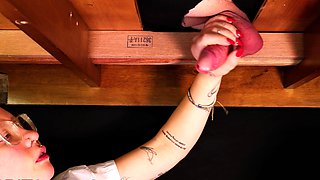 Blonde Schoolgirl Milking Table With Rae Astora