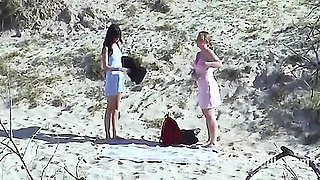 Young Lezzies Love Oil Massage On The Beach