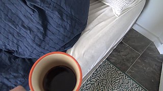 Stepson Visits Stepmom in Her Bed to Bring Her Coffee and Touches Her