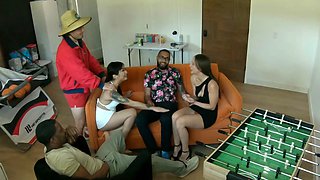 Interracial pool group sex