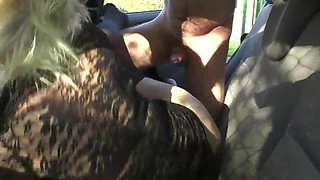 Crazy Blondie Cougar rails two fortunate studs in a camper