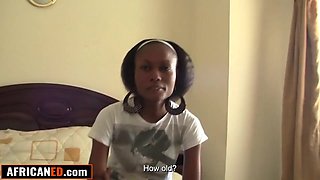 Amateur black teenager opening up her coochie on immense white manstick