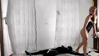 Femdom fetish mistresses fuck bdsm loser with strapon