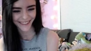 Cute curly brunette solo webcam masturbation