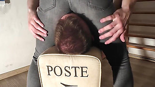 Jeans Breathplay and Slave Orgasm