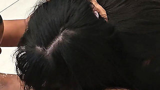 Two Super Hot Girls Jumps on a Man to Suck Him