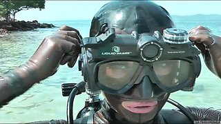 Blonde in latex scuba gear 2: Solo, Fetish  Beach Porn