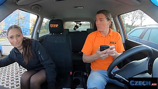 Czech sex - schoolgirl gives Sloppy Blowjob and great stand up doggy style