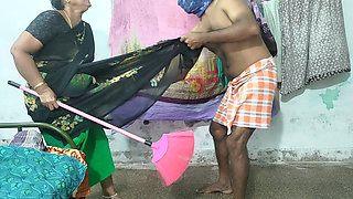 My stepmother was cleaning the house with a broom. I lifted her skirt up and down.