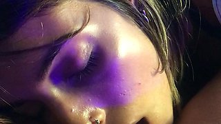 Two wet naked amateur babes having lesbian sex in the shower