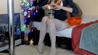 Horny amateur web cam teen girl takes a toy deep inside