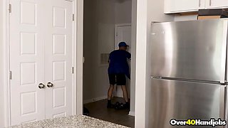 Over40Handjobs- Stepmom Addyson James Cures Sore Balls with Titjob