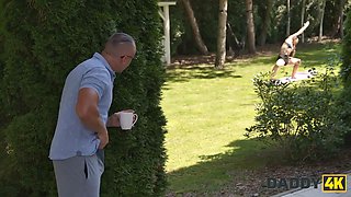 Daddy4k. skinny girl was so lovely so she flashed her boyfriend's dad what the real deepthroat is