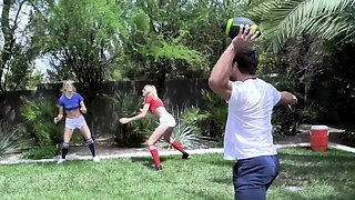 Stepdad Teach His Step Daughters How To Handle Balls