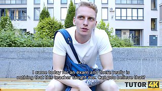 Tutor4k. man deletes tutors clothes and roughly loser around with older girl